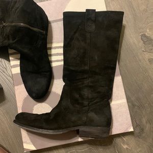 Black suede Fiorentini + Baker boots. Made in Italy. Worn maybe twice.